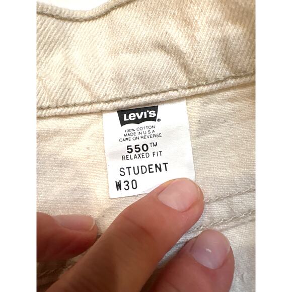 Vtg Levis 550 Jean Shorts Men 30 (28) Cream Relaxed Fit Denim 90s Orange Tab USA - Picture 4 of 9